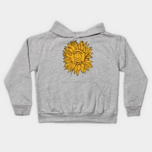 Yellow Summer Vibing Sunflower Kids Hoodie